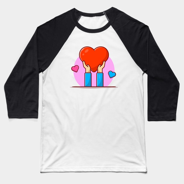 Hands With Love Cartoon Vector Icon Illustration Baseball T-Shirt by Catalyst Labs